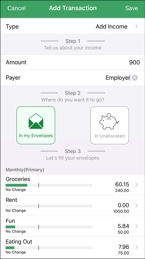iPhone See Your Envelope Balances As You Fill Announcements Goodbudget